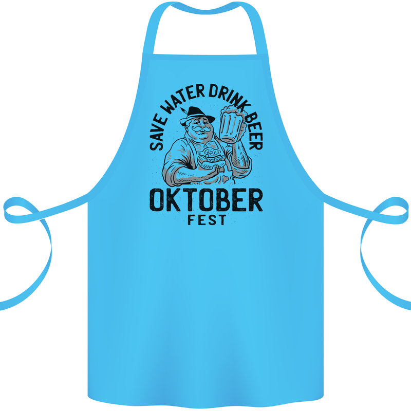 Oktobefest Drink Beer Funny Alcohol Cotton Apron 100% Organic Turquoise