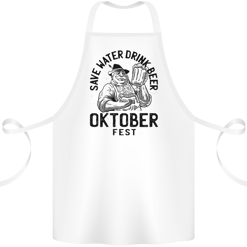 Oktobefest Drink Beer Funny Alcohol Cotton Apron 100% Organic White