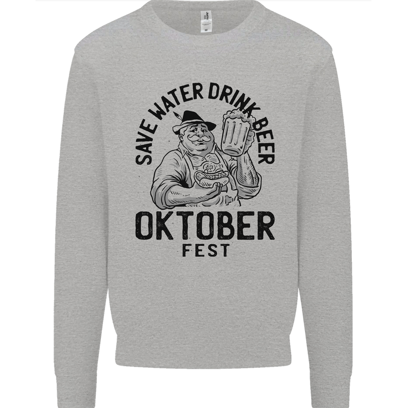 Oktobefest Drink Beer Funny Alcohol Kids Sweatshirt Jumper Sports Grey