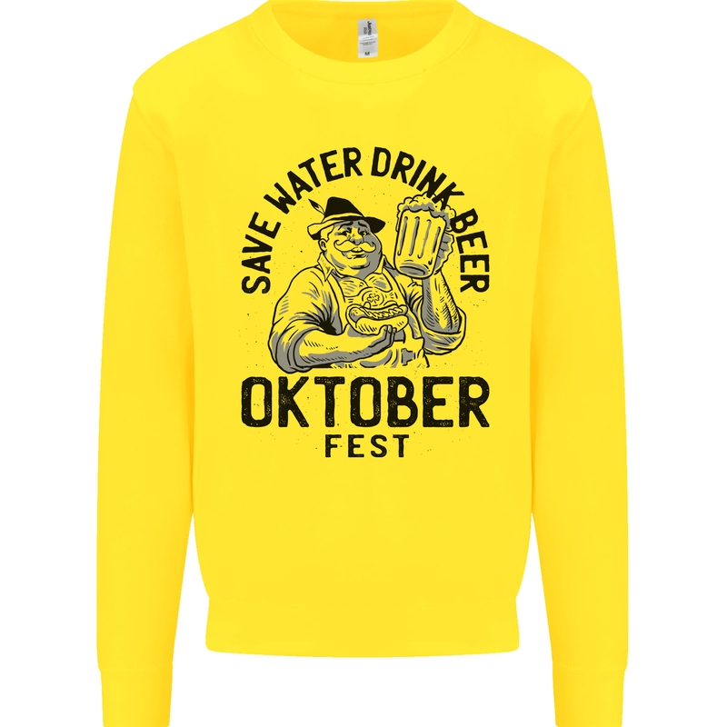 Oktobefest Drink Beer Funny Alcohol Kids Sweatshirt Jumper Yellow