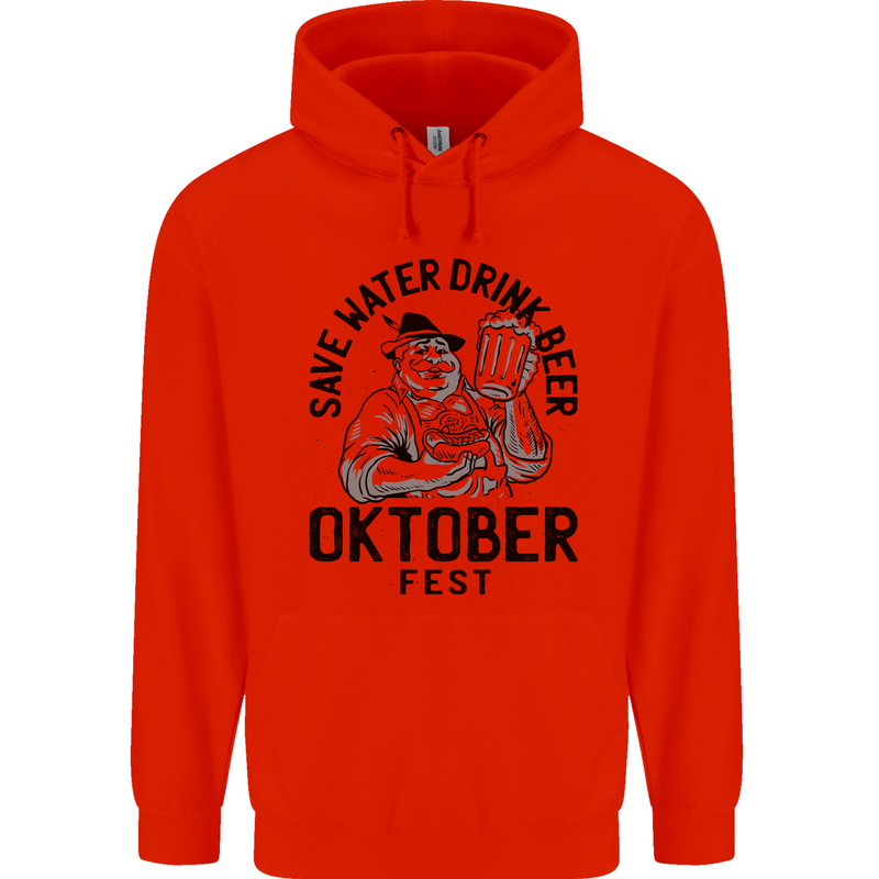 Oktobefest Drink Beer Funny Alcohol Mens 80% Cotton Hoodie Bright Red