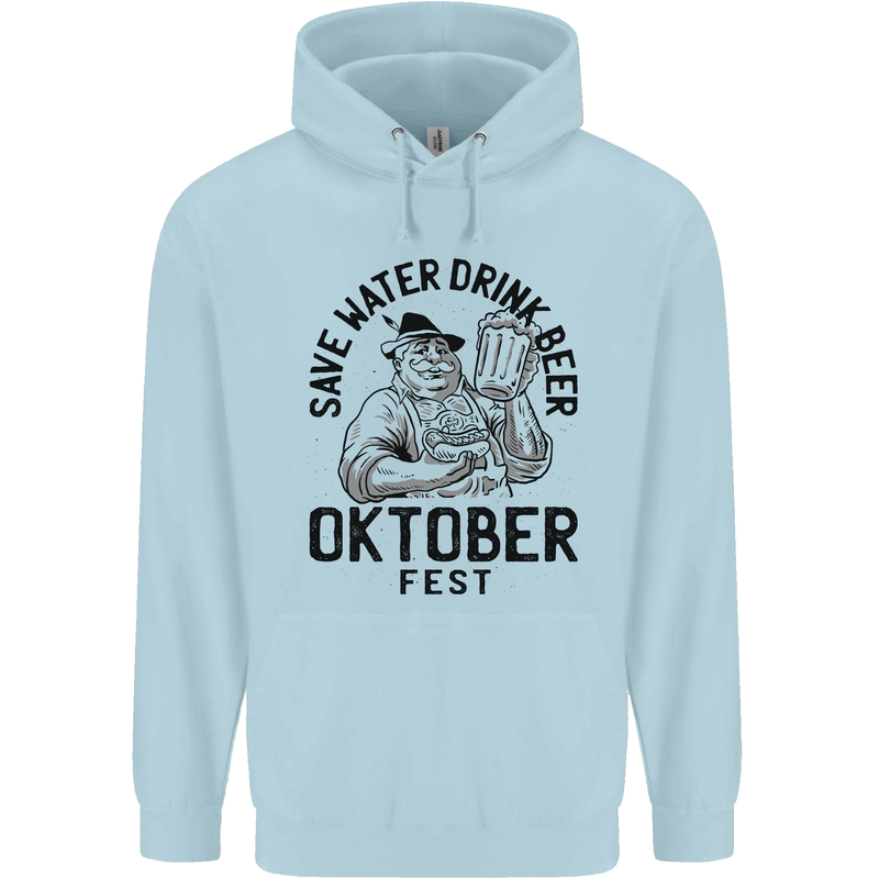 Oktobefest Drink Beer Funny Alcohol Mens 80% Cotton Hoodie Light Blue