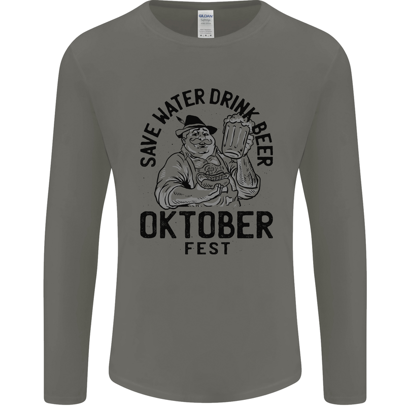 Oktobefest Drink Beer Funny Alcohol Mens Long Sleeve T-Shirt Charcoal