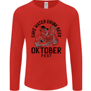 Oktobefest Drink Beer Funny Alcohol Mens Long Sleeve T-Shirt Red