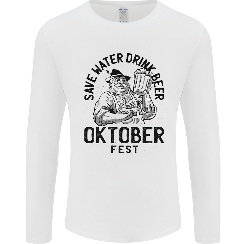 Oktobefest Drink Beer Funny Alcohol Mens Long Sleeve T-Shirt White