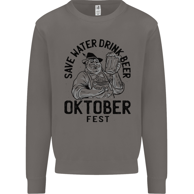 Oktobefest Drink Beer Funny Alcohol Mens Sweatshirt Jumper Charcoal