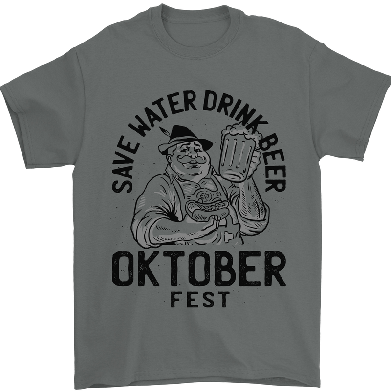 Oktobefest Drink Beer Funny Alcohol Mens T-Shirt 100% Cotton Charcoal
