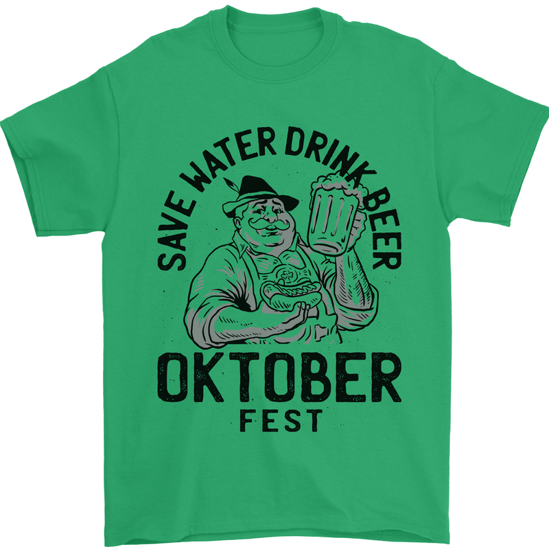 Oktobefest Drink Beer Funny Alcohol Mens T-Shirt 100% Cotton Irish Green