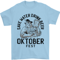Oktobefest Drink Beer Funny Alcohol Mens T-Shirt 100% Cotton Light Blue