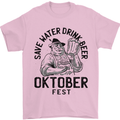 Oktobefest Drink Beer Funny Alcohol Mens T-Shirt 100% Cotton Light Pink