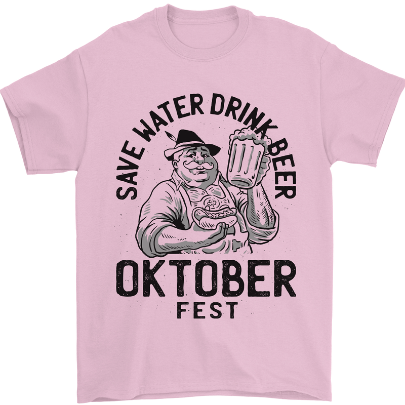 Oktobefest Drink Beer Funny Alcohol Mens T-Shirt 100% Cotton Light Pink