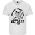 Oktobefest Drink Beer Funny Alcohol Mens V-Neck Cotton T-Shirt White
