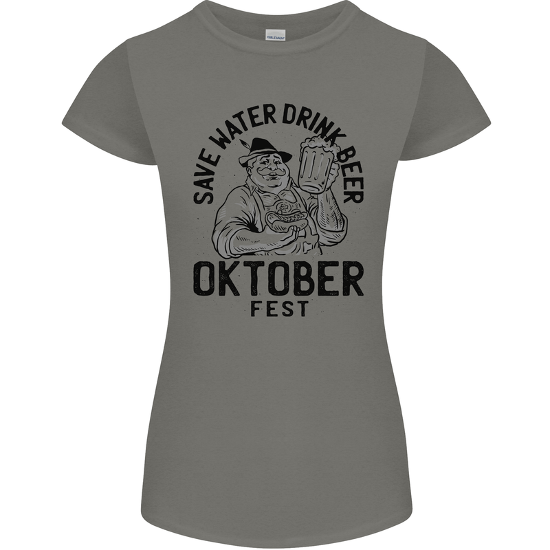 Oktobefest Drink Beer Funny Alcohol Womens Petite Cut T-Shirt Charcoal
