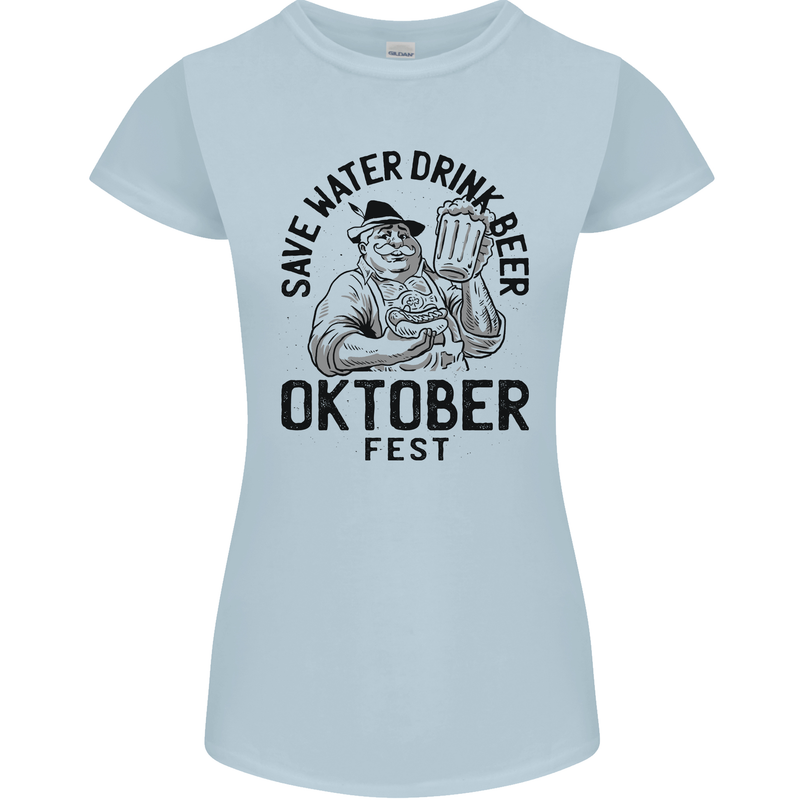 Oktobefest Drink Beer Funny Alcohol Womens Petite Cut T-Shirt Light Blue