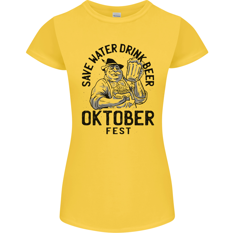 Oktobefest Drink Beer Funny Alcohol Womens Petite Cut T-Shirt Yellow