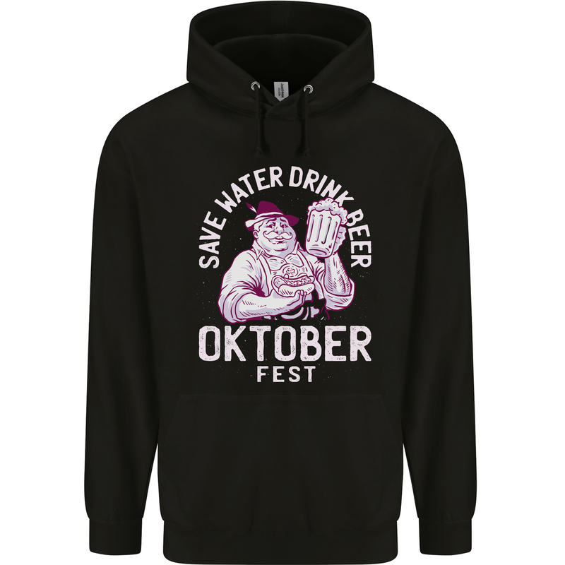 Oktoberfest Drink Beer Save Water Childrens Kids Hoodie Black