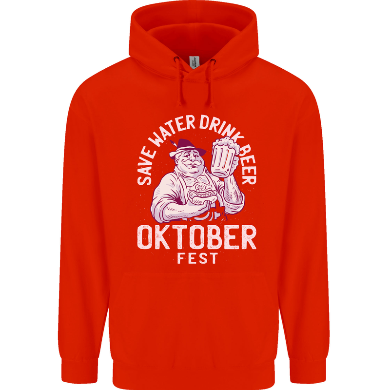 Oktoberfest Drink Beer Save Water Childrens Kids Hoodie Bright Red