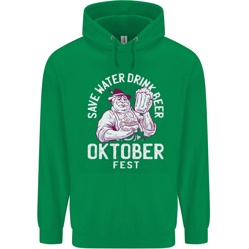 Oktoberfest Drink Beer Save Water Childrens Kids Hoodie Irish Green