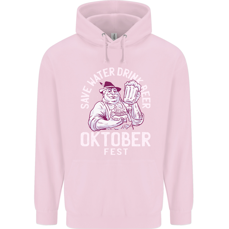 Oktoberfest Drink Beer Save Water Childrens Kids Hoodie Light Pink