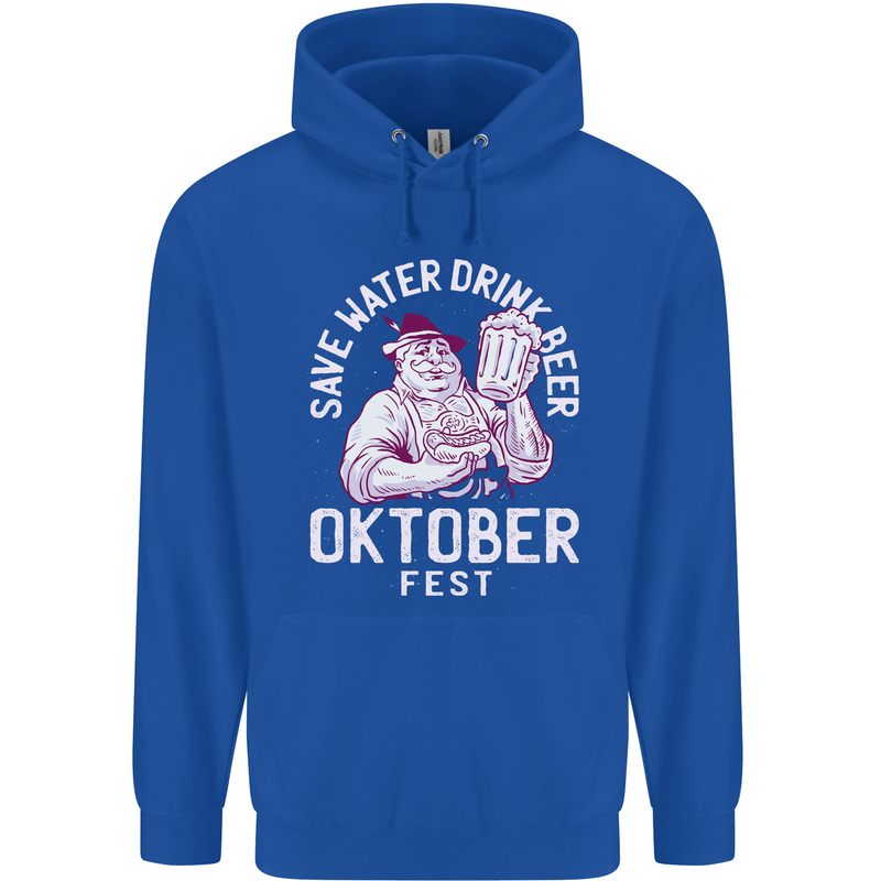 Oktoberfest Drink Beer Save Water Childrens Kids Hoodie Royal Blue