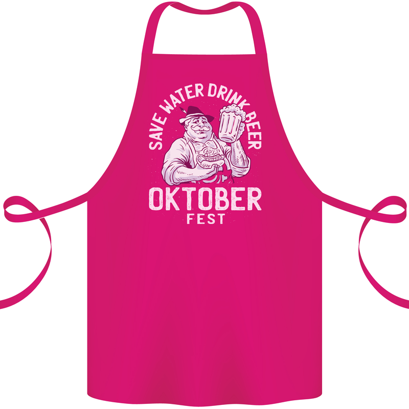 Oktoberfest Drink Beer Save Water Cotton Apron 100% Organic Pink