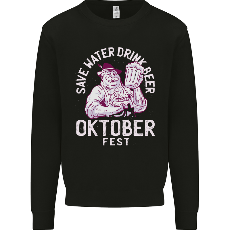 Oktoberfest Drink Beer Save Water Kids Sweatshirt Jumper Black