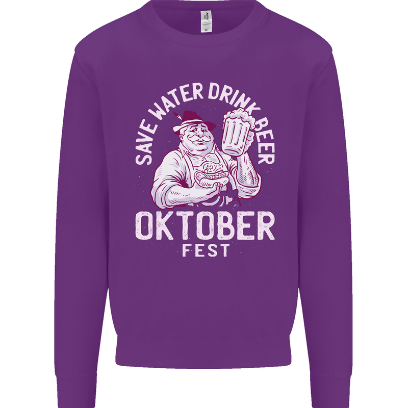 Oktoberfest Drink Beer Save Water Kids Sweatshirt Jumper Purple