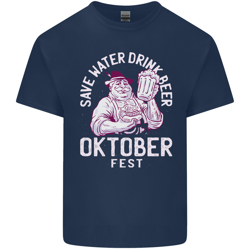 Oktoberfest Drink Beer Save Water Kids T-Shirt Childrens Navy Blue