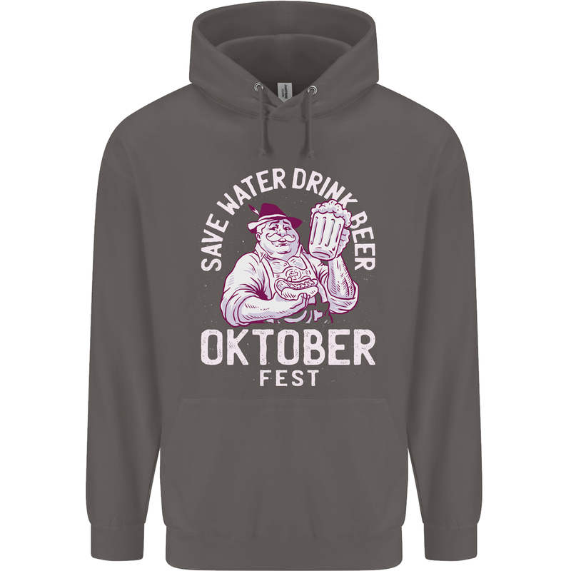 Oktoberfest Drink Beer Save Water Mens 80% Cotton Hoodie Charcoal