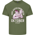 Oktoberfest Drink Beer Save Water Mens Cotton T-Shirt Tee Top Military Green