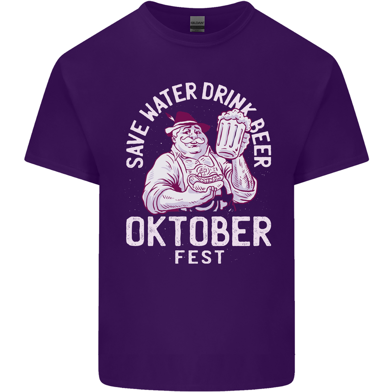 Oktoberfest Drink Beer Save Water Mens Cotton T-Shirt Tee Top Purple