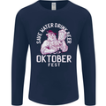 Oktoberfest Drink Beer Save Water Mens Long Sleeve T-Shirt Navy Blue