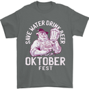 Oktoberfest Drink Beer Save Water Mens T-Shirt 100% Cotton Charcoal