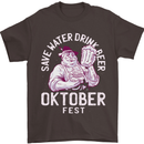 Oktoberfest Drink Beer Save Water Mens T-Shirt 100% Cotton Dark Chocolate
