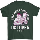 Oktoberfest Drink Beer Save Water Mens T-Shirt 100% Cotton Forest Green
