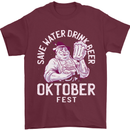 Oktoberfest Drink Beer Save Water Mens T-Shirt 100% Cotton Maroon
