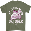 Oktoberfest Drink Beer Save Water Mens T-Shirt 100% Cotton Military Green