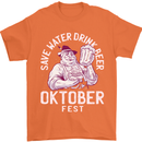 Oktoberfest Drink Beer Save Water Mens T-Shirt 100% Cotton Orange
