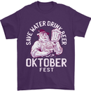 Oktoberfest Drink Beer Save Water Mens T-Shirt 100% Cotton Purple