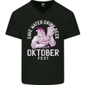 Oktoberfest Drink Beer Save Water Mens V-Neck Cotton T-Shirt Black