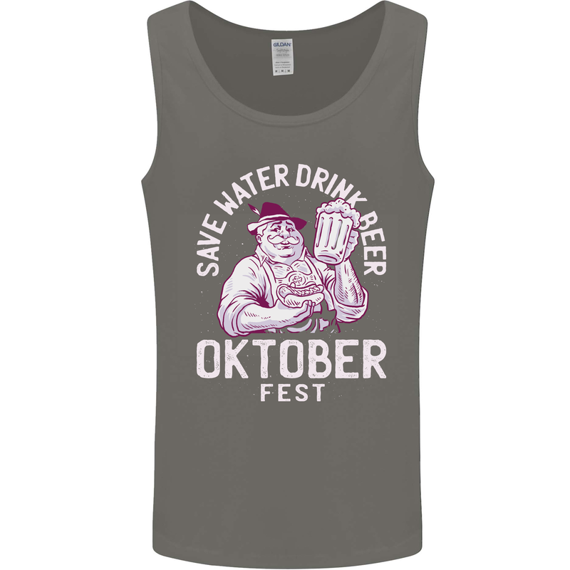 Oktoberfest Drink Beer Save Water Mens Vest Tank Top Charcoal