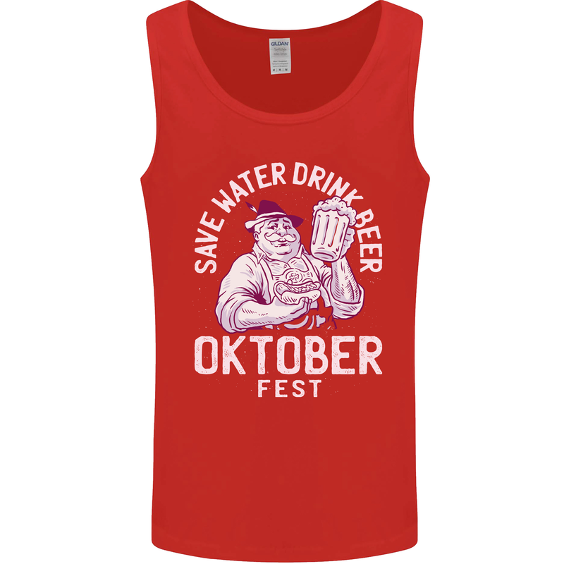 Oktoberfest Drink Beer Save Water Mens Vest Tank Top Red