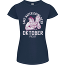 Oktoberfest Drink Beer Save Water Womens Petite Cut T-Shirt Navy Blue