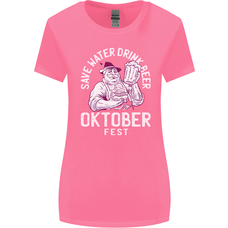 Oktoberfest Drink Beer Save Water Womens Wider Cut T-Shirt Azalea