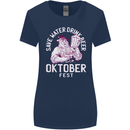 Oktoberfest Drink Beer Save Water Womens Wider Cut T-Shirt Navy Blue