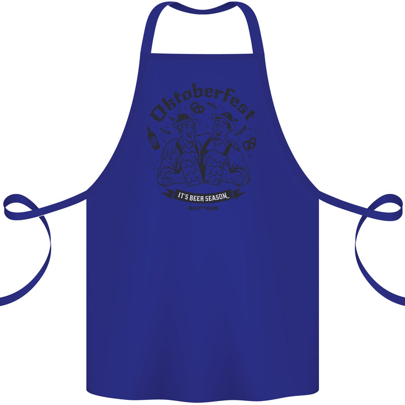 Oktoberfest Its Beer Season Cotton Apron 100% Organic Royal Blue