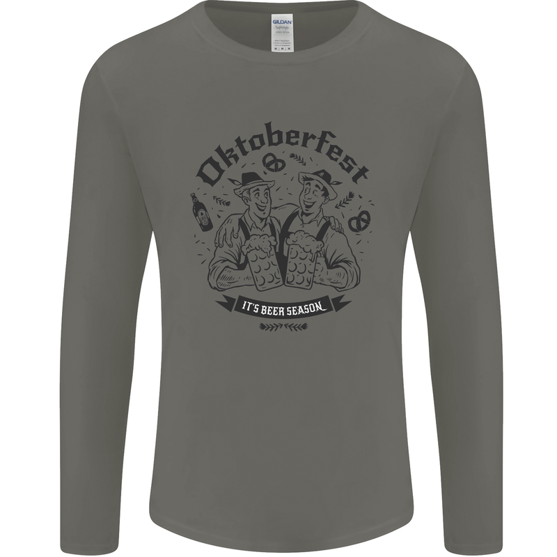 Oktoberfest Its Beer Season Mens Long Sleeve T-Shirt Charcoal