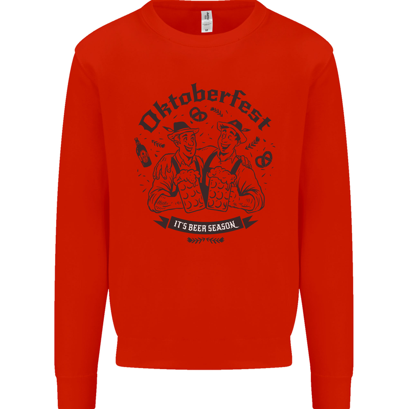 Oktoberfest Its Beer Season Mens Sweatshirt Jumper Bright Red