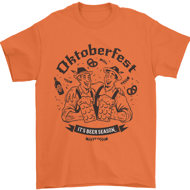 Oktoberfest Its Beer Season Mens T-Shirt 100% Cotton Orange