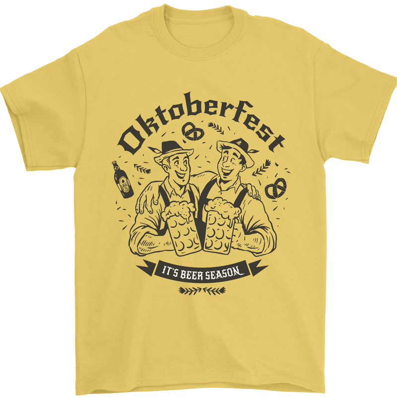 Oktoberfest Its Beer Season Mens T-Shirt 100% Cotton Yellow